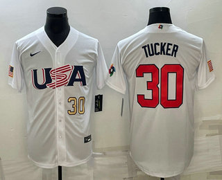 Men%27s USA Baseball #30 Kyle Tucker Number 2023 White World Baseball Classic Stitched Jersey